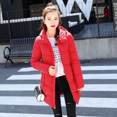 

Womens Cotton Long Coat Fashion Hooded Slim Thin Winter Jacket 2018 New Arrival