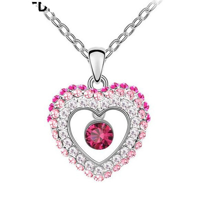 

Crystals Heart Pendant Necklace Made With Crystal from Austrian Elements For Women Birthday Gift Cute Silver Color Jewelry 4648