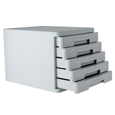 

Deli) 9773 five layers of hard plastic file cabinet gray