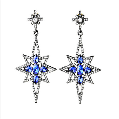 

Aiyaya 10kt White Gold Plated Blue Sapphire Snowflake Cross Stars Drop Earrings Hot Sale