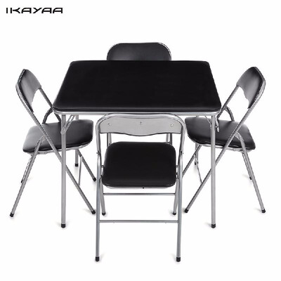 

5PCS Modern Metal Folding Dining Table Set s 4 Chairs Kitchen Furniture