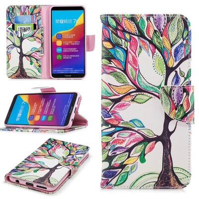 

BEFOSPEY Painting PU LeatherSoft TPU Card Slot Stand Wallet Case For Huawei Honor 7C599"2018