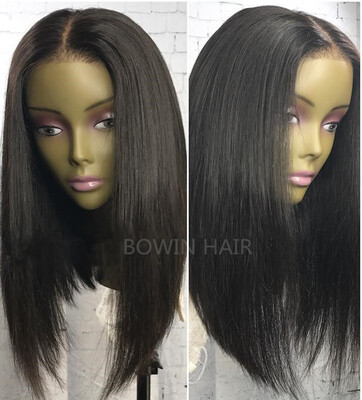 

Bowin Hair 360 Lace Front Wigs with Baby Hair Pre plucked Human Hair Straight Lace Wigs Brazilian Virgin Hair for Black Girl