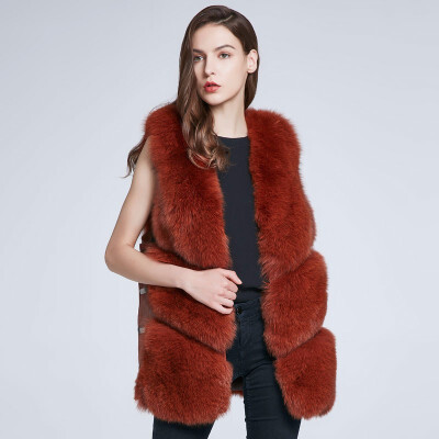 

Premium Fox Fur Jacket Winter Women Furry Natural Leather Jacket Fashion Splicing Unique Design 2018 New Discount Warm Lady