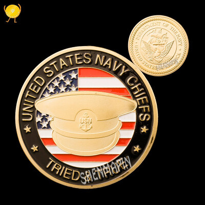 

US Glory Police Cap Commemorative Coin Navy Painted Stars&Stripes Challenge Coin Silver Plated Coin Collectibles