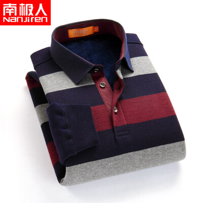 

Antarctic long sleeve plus velvet warm shirt mens autumn&winter casual middle-aged large size mens sanding loose mens shirt red gray 2XL