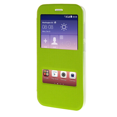 

MOONCASE Side Flip Hard board Slim Leather Bracket Window Case Cover for Huawei Ascend Y625 Green