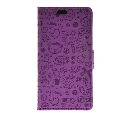 

MOONCASE Cute Little Witch Leather Side Flip Wallet Card Holder Stand Pouch Case Cover for LG Spirit H440 Purple