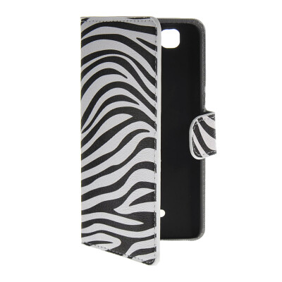 

MOONCASE Zebra style Leather Side Flip Wallet Card Slot Stand Pouch Case Cover for Wiko Rainbow / 4G