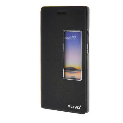 

MOONCASE Huawei Ascend P7 Case View Slim Leather Flip Pouch Bracket Back Cover Black