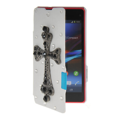 

MOONCASE Rhinestone Crystal Ultre Slim Leather Side Flip Wallet Shell Back ЧЕХОЛ ДЛЯ Sony Xperia Z1 Compact (Mini) White