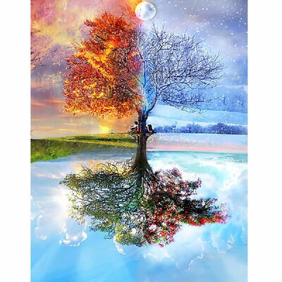 

12 16 Inches 30 40cm DIY 5D Diamond Painting Kit Four Seasons Tree Pattern Resin Rhinestone Mosaic Embroidery Cross Stitch Cra