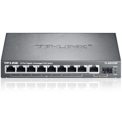 

TP-LINK SG1210P 8-портовый коммутатор Gigabit POE 1 Гигабитный сетевой порт Gigabit @ 1
