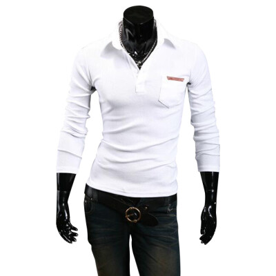 

Zogaa New Mens Polo Shirt Lapel Pocket Leather Standard Design