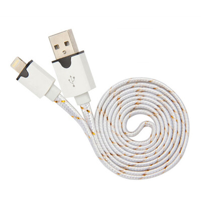 

New 1/2/3M 3/6/10Ft Flat Noodle Strong Fabric Braided Data Sync Charger Cable For iPhone 5 5S 6 6S Plus iPad Mini 4