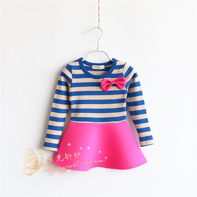 

Hot Sale 2016 Spring Casual Dress New Models Kids Dress Princess Girls Dress Rose Red&Blue Dresses Girl Free Shipping