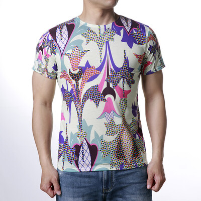 

Mens O-neck Colorful Print Personalized Short-sleeve T-shirt