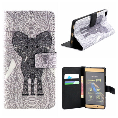 

OONCASE Cute Pattern держателя Кожаный бумажник флип карты с Kickstand Чехол для Huawei Ascend P8