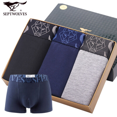 

Seven wolves underwear mens boyshort cotton large stretch pants mens breathable boxer pants 3 gift box 97112-3XL