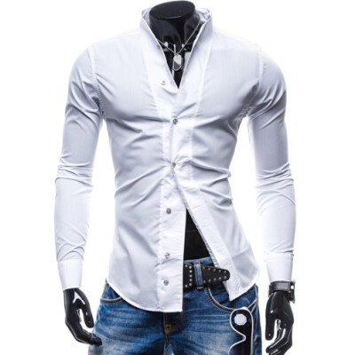 

Zogaa New Men's Shirt Pure Color Slim Casual Fashion