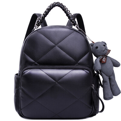 

Excellent ha howru new bag casual shoulder bag Japanese and Korean version of fashion ladies Lingge Bear pendant ladies backpack 6EJ00002 gold