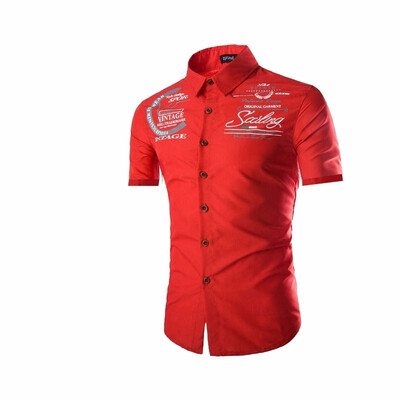 

New Shirt Mens MenS Fashion Color Printing Shirt Short-Sleeve Shirt Men Slim Men Shirt