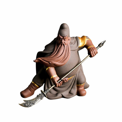 

Chinese style purple sand tea pet three kingdoms home decoration figurines creative handicraft tea accessories