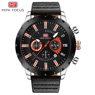 

MINI FOCUS Fashion Leather Strap Sport Men Quartz Watch MF0079G