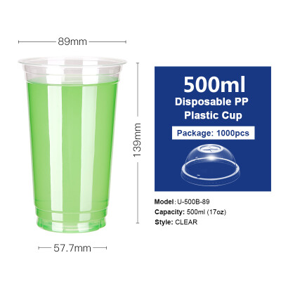 

OTOR 17oz22oz Disposable Plastic Cups with Lids PP Clear Cup for Hot & Cold Drinks Iced Coffee Bubble Boba Smoothie 1000pcs