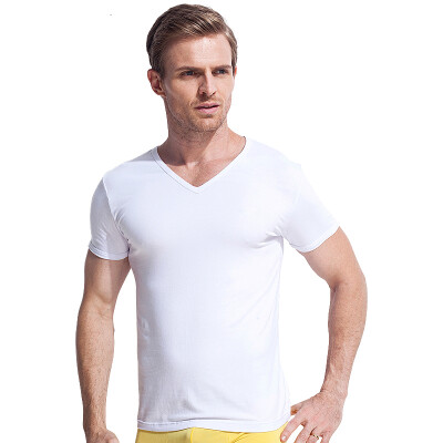 

Seven Wolves Men&39s Pure Cotton Short Sleeve T-Shirt Men&39s V-Neck Shirt Summer Sports 98714 White