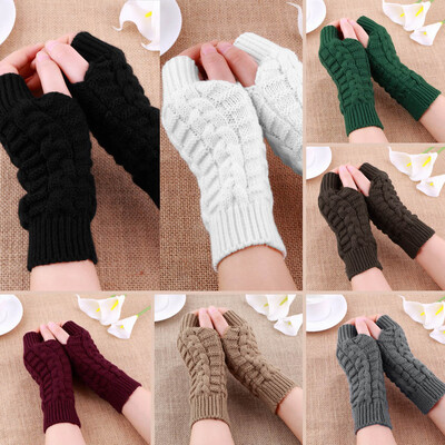 

Fashion Unisex Men Women Knitted Fingerless Winter Gloves Soft Warm Mitten