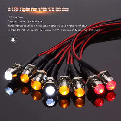 

8 LED Light Kit 2 White 2 Red 4 Yellow for 110 18 Traxxas HSP Redcat RC4WD Tamiya Axial SCX10 D90 HPI RC Car