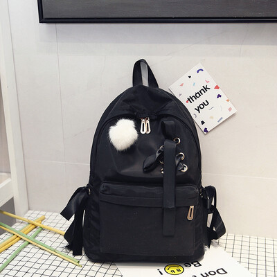 

Japanese Original Wind Soft Girl Heart Bag for Girl Student Younger Sister Cute Bow Hair Ball Light Shoulder Backpack