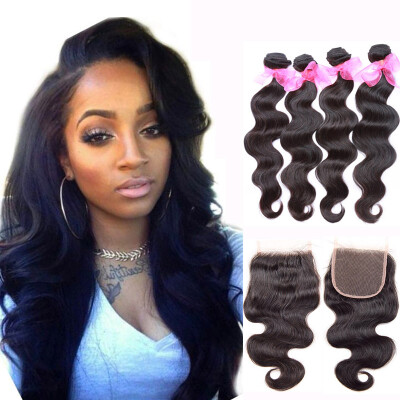 

Dream Like Peruvian Virgin Hair Body Wave Hair 4 Bundles with Lace Closure
