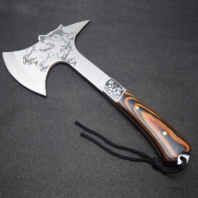 

Ax Multifunctional Tomahawk Outdoor Wolf Model Mountain Camping Ax Survival Camping Hatchet With Wooden Handle Garden Lumber Hatch