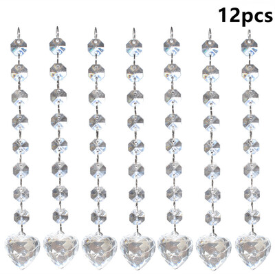 

12 PCS Acrylic Crystal Chandelier - Beads Garland Hanging Beaded Curtains – Wedding Christmas Table Party – 14 mm Octagonal Bea