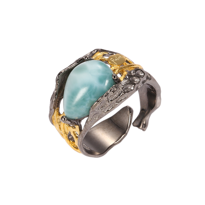 

K1 jewelry a mermaid tear ring drops of sea stone mosaic teardrop 925 sterling silver original design Nordic style jewelry tem
