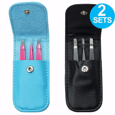 

Tweezers Stainless Steel - Precision Tweezers&Leatherette Case 2 set Black& Red