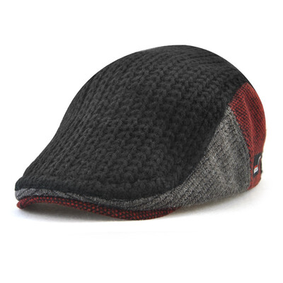 

Jamont Mens Knitted Wool Newsboy Hat Winter Warm Beret Cap Duckbill Visor Flat Cabbie Hats Gentleman Casual Boina Peaked Caps