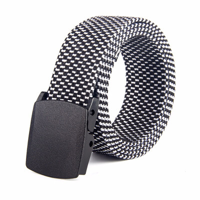 

Metal-free buckle belt striped canvas belt woven belt canvas belt casual cotton belt