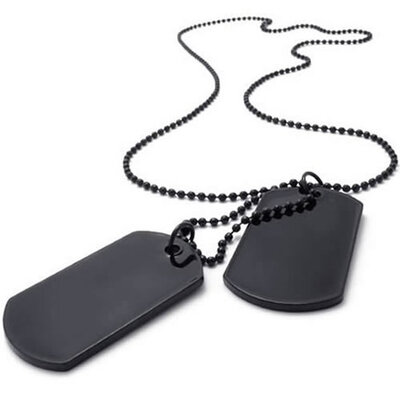 

Hpolw New Style Mens Stainless Steel Casting Black Army Style Dog Tag Pendant Necklace Chain