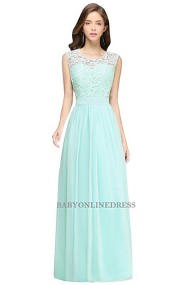 

New Arrival Elegant Country Style Mint Green Long Lace Pink Bridesmaid Dresses Chiffon Prom Dresses Wedding Party Gown