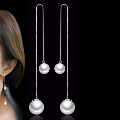 

Simple Style Simulated Pearl Long Drop Earrings Vintage Fashion Jewelry Dangle Earring Valentines Day Gift WHE16