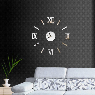 

3D DIY Wall Clock Home Modern Decoration Crystal Mirror Vinyl Art Sticker Decals