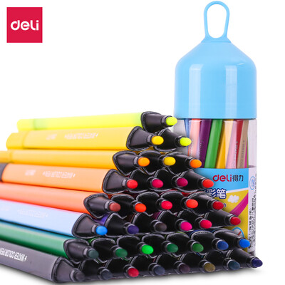 

Deli deli 36 color easy to wash triangle student watercolor pen blue 70696