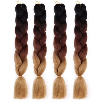 

63 Colors 4 piecelot Synthetic 2T3T4T High Temperature Fiber Ombre Braiding Hair 24 inch Jumbo Braids Hair Extensions