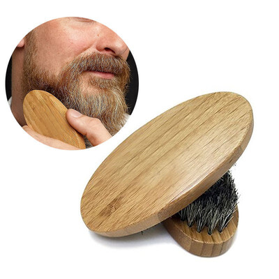 

Men Boar Hair Bristle Beard Mustache Brush Military Hard Round Wood Handle Hot