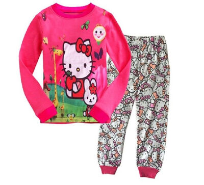 

Girls pajamas set 2T-7T Breathable cotton sleepwear T-shirtPants nightwear