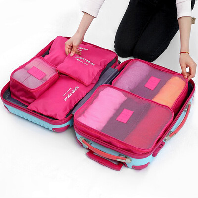 

Kayson KANSOON Waterproof Travel Storage Bag Baggage Packing Package Package Travel Set Casual Clothing Storage Bag Underwear Storage Bag 6 Pack Set Red