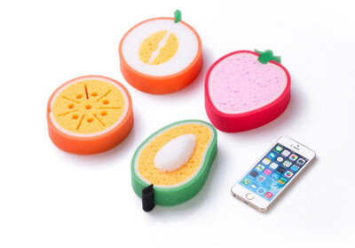 

Cntomlv Cute Fruit Shape Microfiber Sponge Scouring Pad Cleaning Cloth Strong Remove Stains Thickened Sponge Kitchen Tools